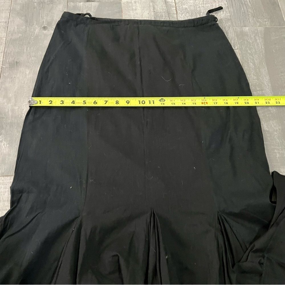 VTG Bisou Bisou Black Fit and Flare Mermaid Ruffle Handkerchief Hem Maxi Skirt L - Picture 6 of 9